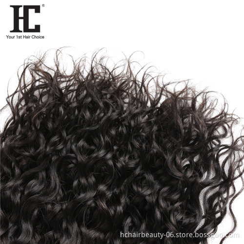 Wholesale Water Wave Bundles With Lace Frontal Closure Brazilian Hair 1/3 Bundles and 13x4 Closure Remy Human Hair Weave